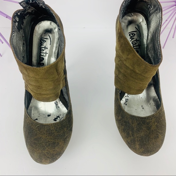 Tentations / Platform Green Black Suede Heel - Picture 3 of 8